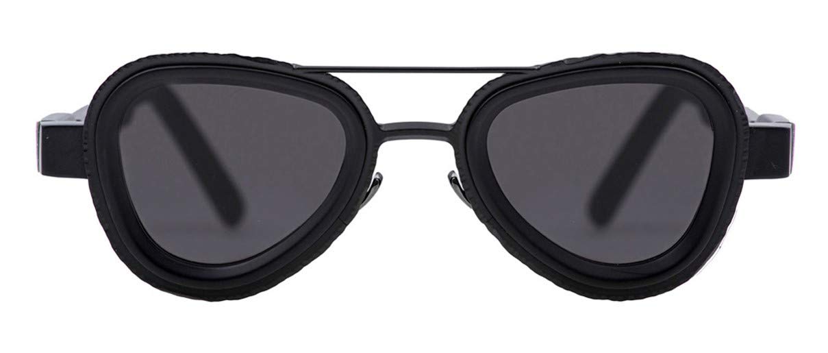 Maske Z5 Aviator Acetate Titatinium Sunglasses in BM Matte Black with Grey Lenses and Original Case