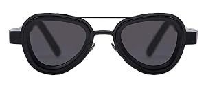 Maske Z5 Aviator Acetate Titatinium Sunglasses in BM Matte Black with Grey Lenses and Original Case