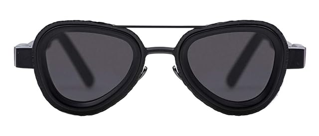 Maske Z5 Aviator Acetate Titatinium Sunglasses in BM Matte Black with Grey Lenses and Original Case