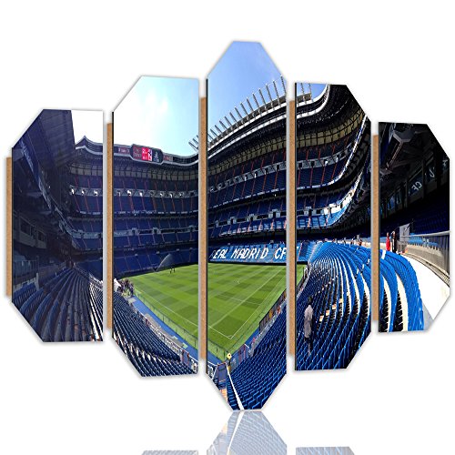 F FEEBY WALL DECOR Cuadro Poster XXL El Estadio de Madrid 5 Partes Imagen Azúl 200x100 cm