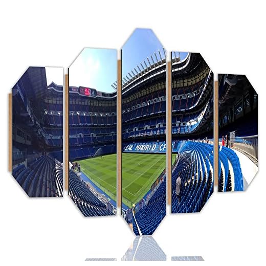 F FEEBY WALL DECOR Cuadro Poster XXL El Estadio de Madrid 5 Partes Imagen Azúl 200x100 cm