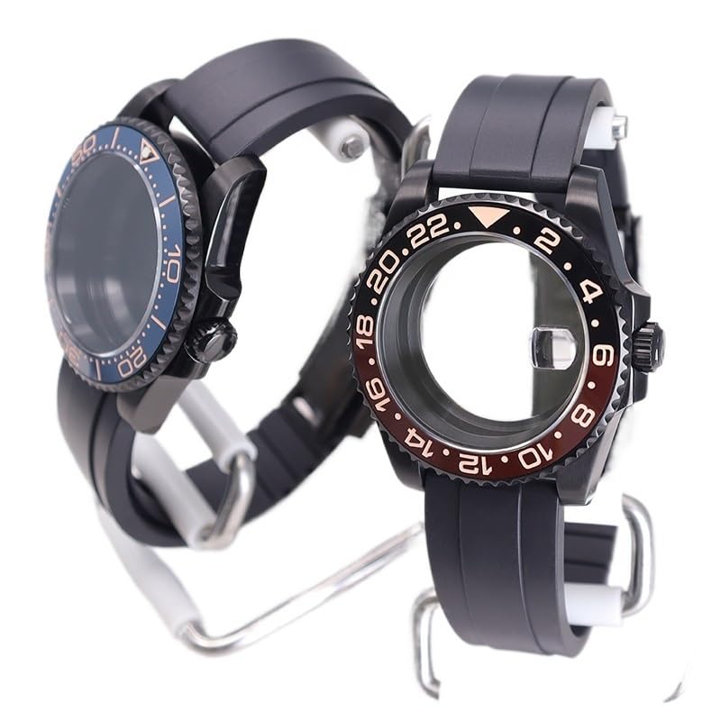 1 Stück 40 mm schwarzes Uhrengehäuse, Gummiband for Nh35 Nh34 Nh36/38 Miyota8215 Eta2824 Uhrwerk, 28,5 mm Zifferblatt