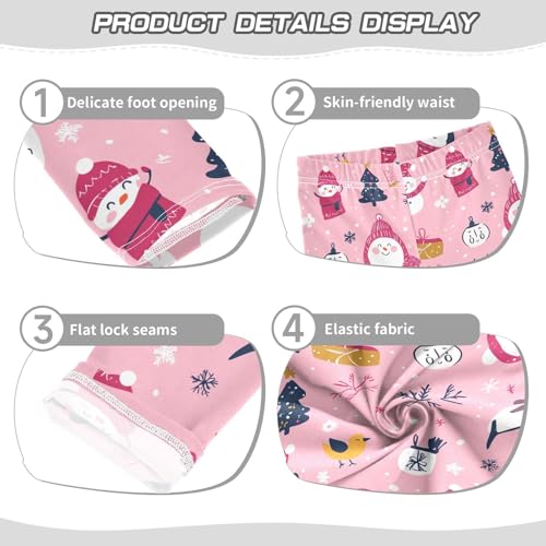 KLL Cute Cartoon Character and Christmas Elements Pink Toddler Girls' Legging Fashion High Waisted Sweatpants Gym3