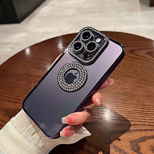Coque iPhone 12 Pro violette antichoc en silicone souple transparent pailleté à protection objectif