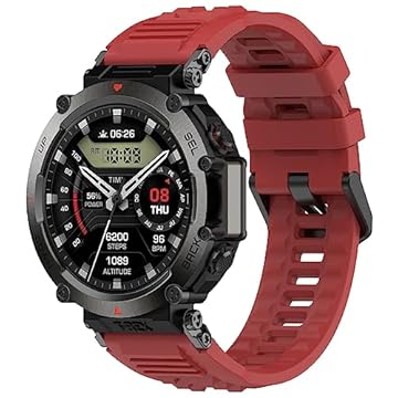 Pulseira de silicone ajustável para Amazfit T-Rex Ultra (A2142), serve para Amazfit T-Rex Ultra (A2142), serve para pulso de 14 a 21,6 cm (vermelho)