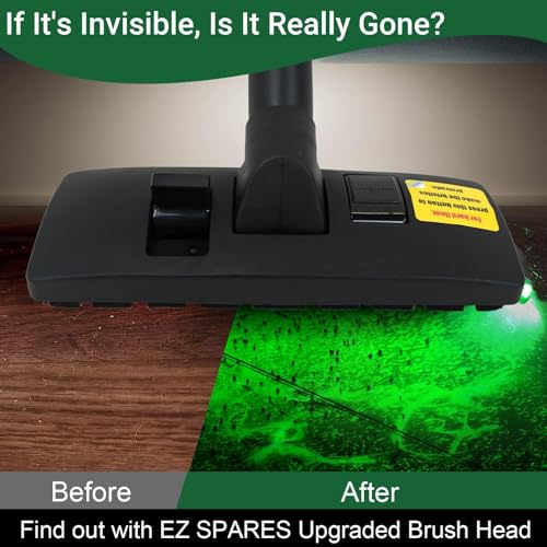 Image of EZ SPARES Dust Display LED Vacuum Brush,Floor Brush Attachment,Compatible with Hoover, Eureka, Rainbow,Shop VAC,Most Brand,Reveal Microscopic Dust & Illuminate Invisible Pet Hair Cat Dog Fur