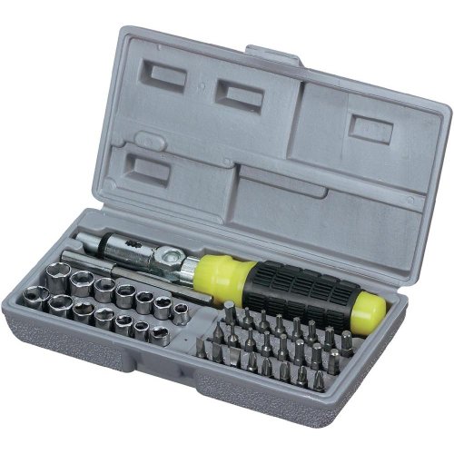 Brüder Mannesmann Bit- und Steckschlüsselsatz 1/4 41-tlg., korrosionsbeständig, kompakt und vielseitig für Haushalt, Auto und DIY-Reparaturen, in praktischer Box | M29041