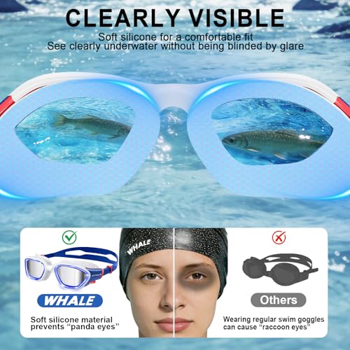 Image of Whale Swim Goggles Polarized Anti-Fog Lenses, Unisex | 100% UV Protection | Anti-Fog Goggles High Definition, Wide-Angle View