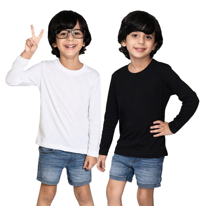 Image of Nusyl Boys Solid Cotton Blend Tshirts - Soft & Comfortable Full-Sleeves T-Shirts | Casual Wear for Kids & Teen Boys | Full Sleeves T-Shirts |- NUBCTSF001-PO2-1