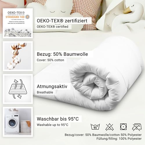 ZOLLNER Kinderbettdecke, 80x80 cm, Mikrofaser, allergikergeeignet, Kochfest