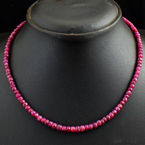 Faceted 92 Cts Earth Mined Single Strand Red Ruby Woman Beads Necklace CHIK_NECKLACE-45998