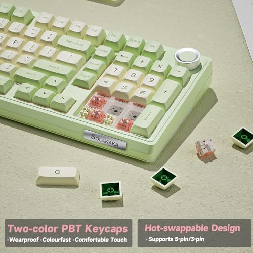 Image of SOLAKAKA KI99 Pro Wireless Mechanical Keyboard Quiet Switch,Hot Swappable Pre-Lubed Switches Silent Keyboard with RGB Backlit,Gasket Structure Computer Gaming Keyboards(GreenWhite, Silent Switch)