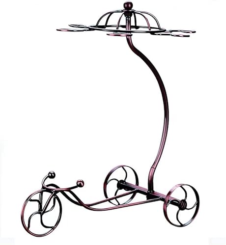 Miniatura 5 de MISFOTY Soporte para copas de vino, almacenamiento 6 copas 1 botella, soportes de exhibición de botellas de vino de bicicleta de metal bronce