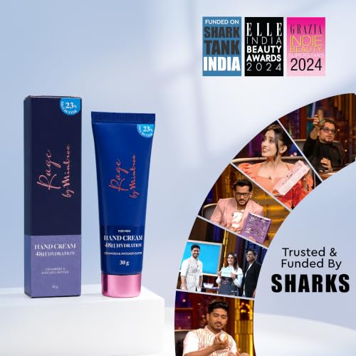 Image of Mintree Hand Cream for Men, Lightweight and Hydrating with Shea Butter, Avocado, Ceramides and Squalane, Blue | 48 HR Hydration and Aquatic Scent | Suitable for All Skin Types, 30 g