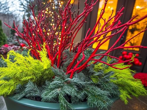 Red Dogwood Branches, Vase Filler Decor 24-36 Inches Tall -