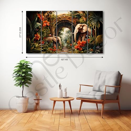 Image of The Castle Decor nature animal painting with frame Big Size 27x48 Wall art for living room,Bedroom,Drawing room,Hotels-Wooden Framed-738
