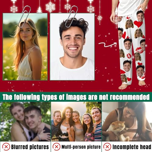 Personalized Men's Christmas Pajamas Custom Plaid Pajama Pants with Photo Funny Xmas Gifts for Men and Women2