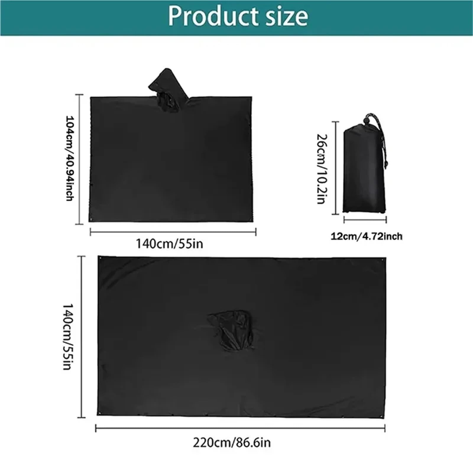 1 pz. Impermeabile 3 in con cappuccio e maniche, impermeabile, poncho antipioggia for moto, copertura for campeggio, escursionismo, viaggio, tenda