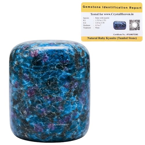 Image of Certified Ruby Kyanite Crystal Healing Tumbled Stone, Natural Polished Crystals for DIY Crafts, Manifestation, Meditation, Pooja Feng Shui and Reiki Healing (30 Grams)