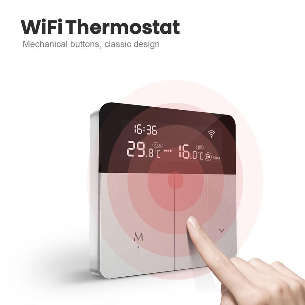 Für Tuya WiFi Smart Thermostat für Elektrische Fußbodenheizung, Unterstützt Sprachsteuerung mit und, Fernzugriff für Komfort (25A)