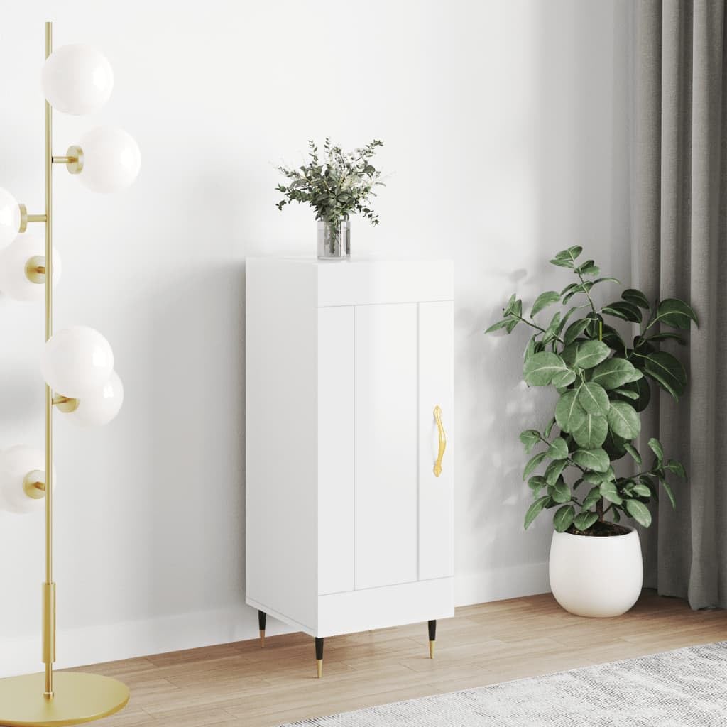 Meuble de rangement blanc brillant 34,5 cm armoire salon compacte