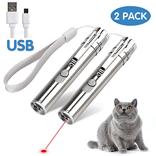 wowyesh Rechargeable Cat Training Exercise Chaser Toy, 3 Mode,Cat Light Toy(2 Pack)