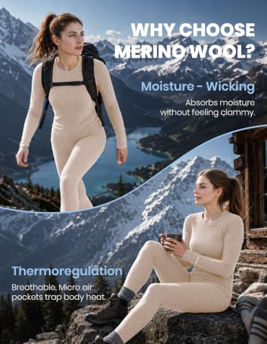 Image of Iguana Womens 100% Merino Wool Base Layer Set Active Thermals