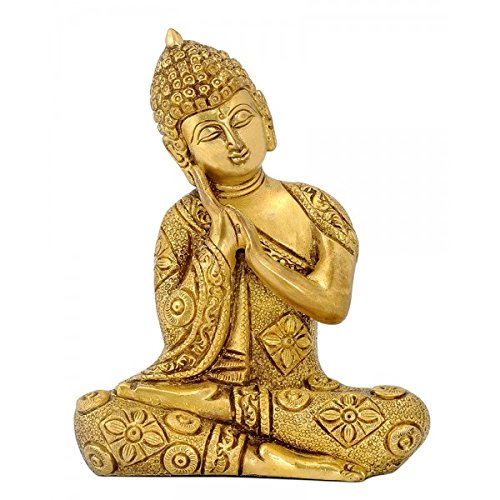 Statue de Bouddha en laiton objet déco asiatique feng shui pour salon élégant