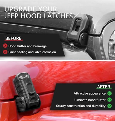 Image of Locking Hood Latch with Keys, Jeep Hood Latch Compatible with 2018-2026 Jeep Wrangler JL JLU Jeep Gladiator JT, Anti-Theft Hood Lock Catch Latch Accessories, Dust & Water Resistant, 1 Pair(Not for JK)