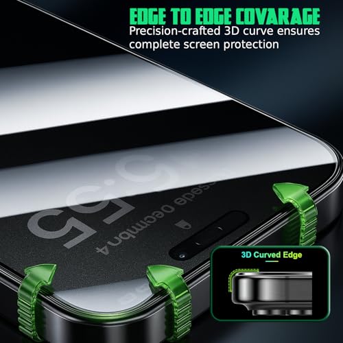 Image of Speaker Mesh Dust Filter Privacy Tempered Glass for iPhone 15 /16 (6.1 Inch) | Anti Spy | 9H Hardness | Anti Scratch | Bubble Free & Easy Installation | 1 Pack