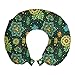 ABAKUHAUS Floral Cojín de Viaje para Soporte de Cuello, Colorido de la fantasía, de Espuma con Memoria y Funda Estampada, 30x30 cm, Multicolor