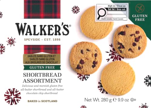 Walker’s Gluten Free Shortbread Cookies - 9.9 oz Shortbread Cookie Box - Includes Assortment of Shortbread Rounds and Chocolate Chip Cookies