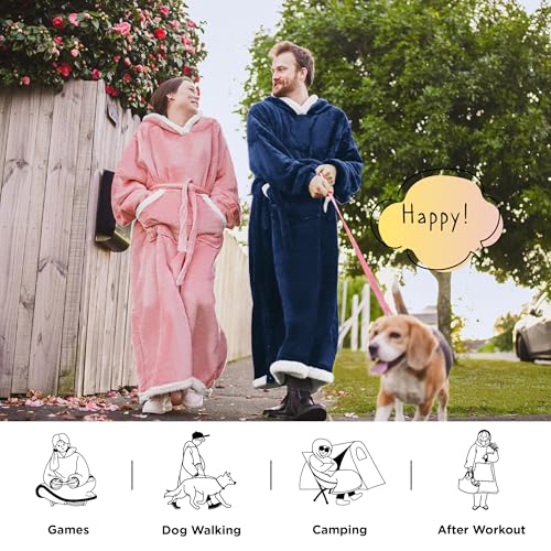 Bedsure Sherpa Wearable Blanket Hoodie (Adult, Rose Pink) — view 5
