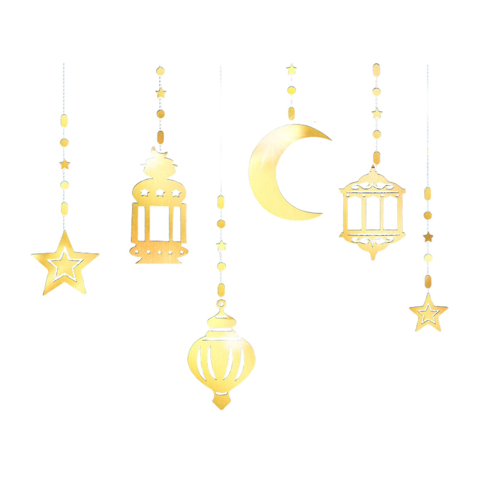 Jazuaiao 6Pieces Ramadans Garlands Eid Decorations Glittering Star Lamp Hanging Streamers Banners Muslims Party Supplies Muslims Holiday Decors