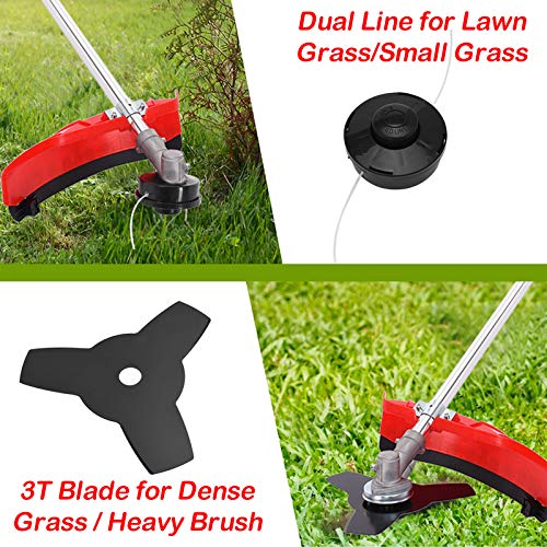 52cc 2 in 1 Brush Cutter Grass, Weeder Hedge Trimmer Gas Petrol Strimmer Lawn Mower for Home and Garden Outdoor Maintenance Tools【US Stock】 (Red)