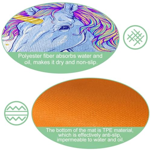 Alfombrillas de cocina de unicornio antideslizantes y lavables para suelo absorbentes VAPOKF 6