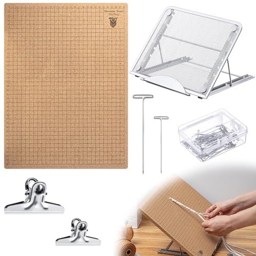Tandefio 104 Pcs 12x16 Inch Macrame Board and Metal Adjustable Holder with T Pins Clips Macrame...