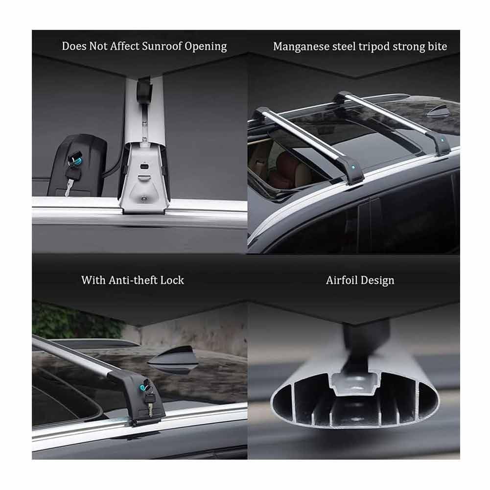 Auto Aluminium Dachträger für Skoda Superb Estate Wagon 2017+, 2 Stück Abschließbar Dachgepäckträger Querträger Relingträger Camping Transport Zubehör,B/Silver