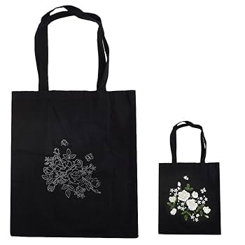 花柄刺繍のキャンバスハンドバッグ Amazon.co.jp: WADORN DIY キャンバストートバッグ刺繍キット