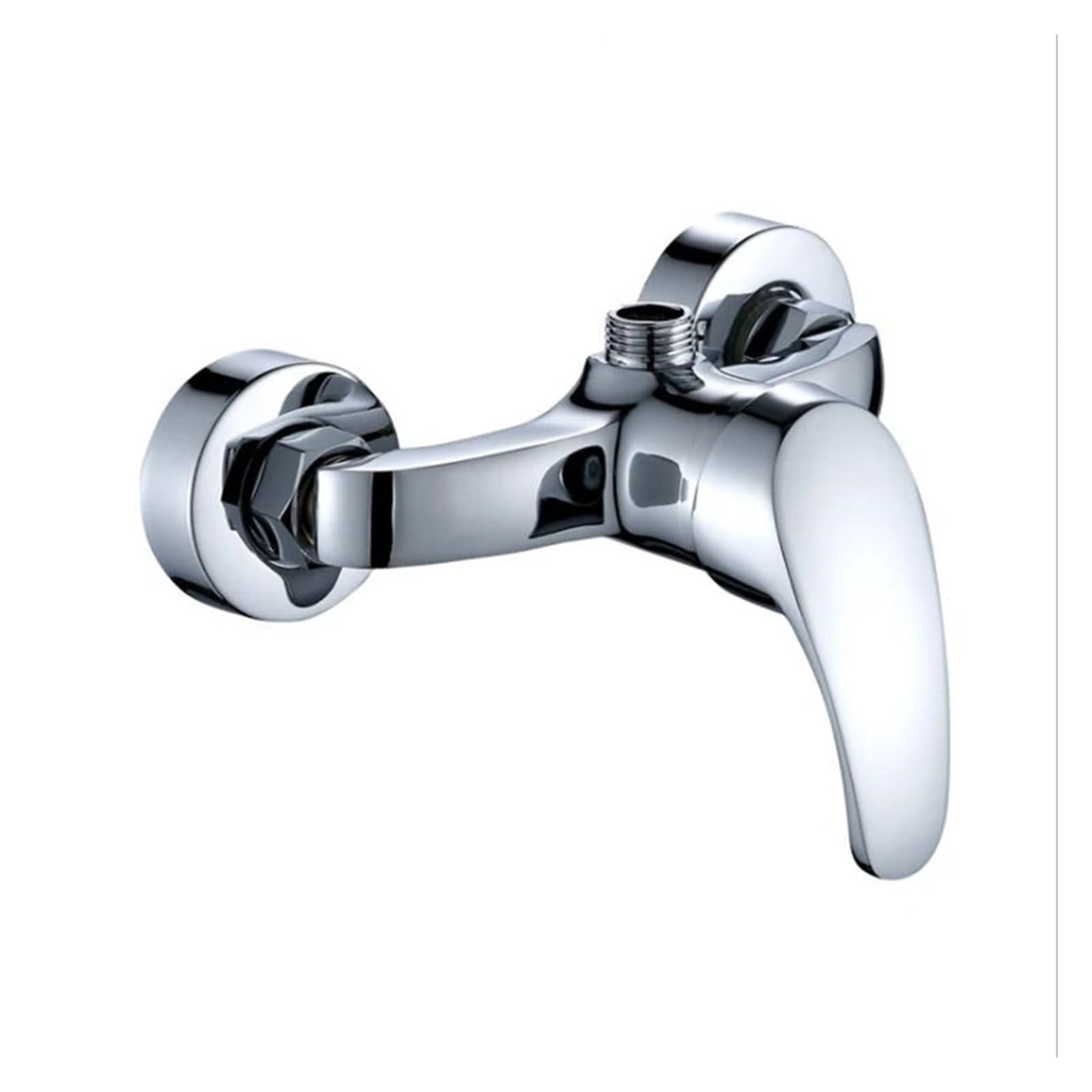 Mitigeur de douche à poignée en chrome poli au design mural épuré