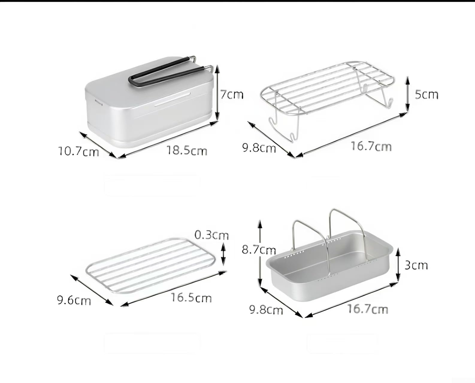 Lonchera de camping, 1 cantimplora portátil de aluminio con vaporizador e inserto de parrilla, mango plegable ligero, multicocina, lonchera para senderismo, picnics y cocinas de camping (4 unidades
