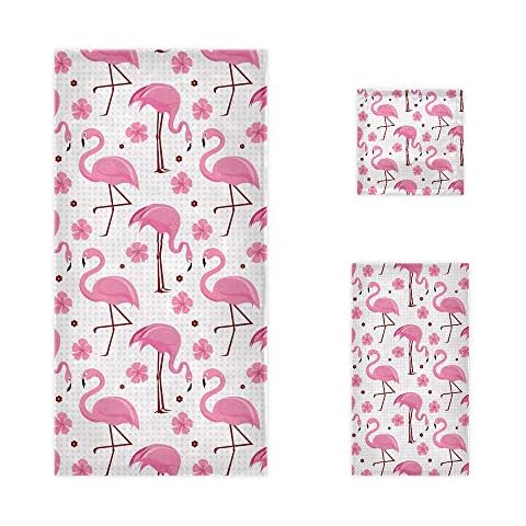 CaTaKu 3-Piece Tropical Flamingo Towel Set Cover