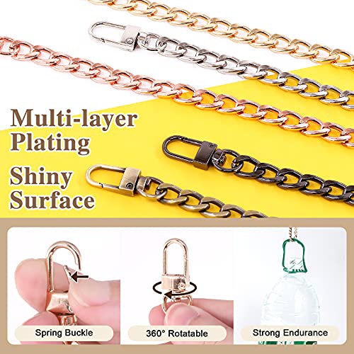 Image of 5Pcs Luxury Fashion 39.4Inch /100cm Replacement Flat Chain Strap with Buckles Set, Perfect for DIY Metal Shoulder Purse Replacement (Mixed Color, 39.4 inch)