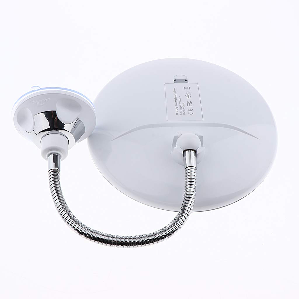 Fenteer Kosmetikspiegel LED mit Licht, 10x Vergrößerung mit Saugnapf, 360° Schwenkbar, Make-Up Schminkspiegel Beleuchtet mit Blendfreier Beleuchtung