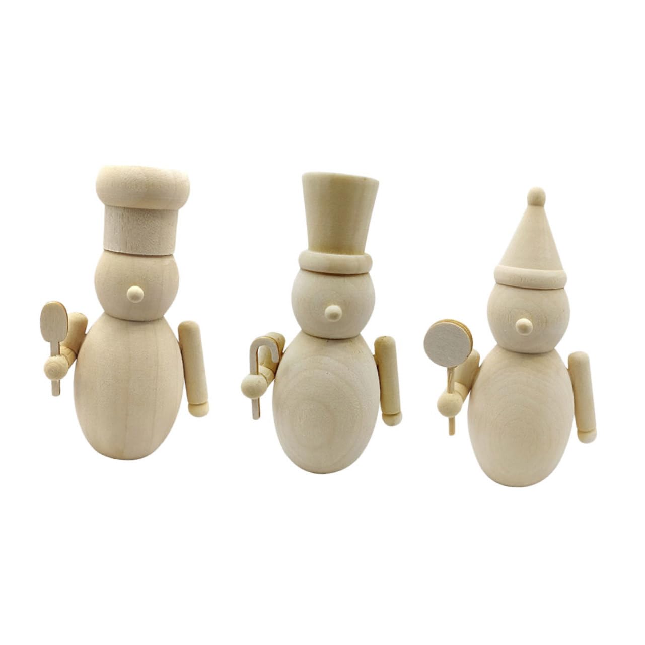 3 Piezas Figuras de Madera sin Pintar para DIY Muñecos de Madera con Forma de Persona Cascanueces para Pintar Decoración Navideña para Manualidades y Actividades Familiares