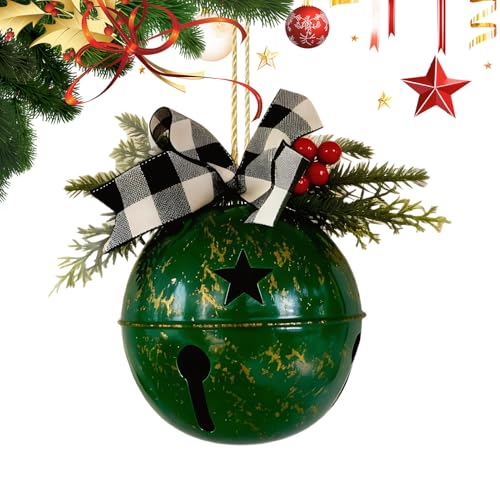Campanas Decorativas | Navideño para Hogar con Lazo - s Rústicos de Campanitas Navideñas | para Coronas Puerta Árbol Porche Sala de Estar Dormitorio Jardín Patio