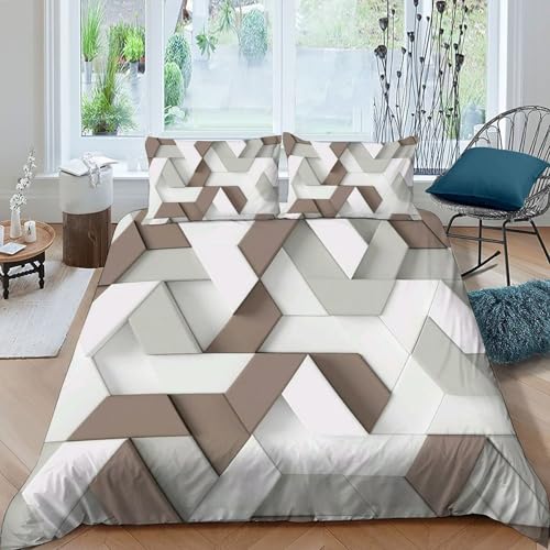 Parure de lit 3 pièces en pur coton édition limitée géométrique 3D