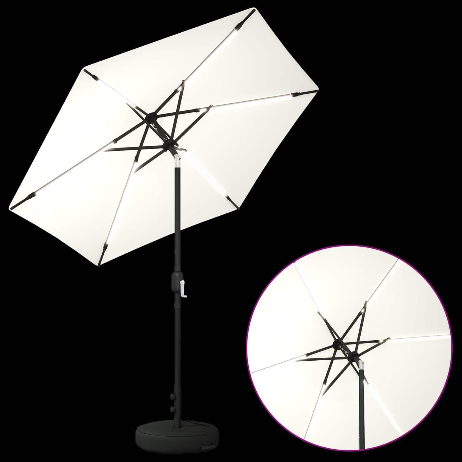 SYDE Ombrellone da giardino con luci LED e base, 230 x 230 cm