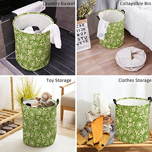 Waterproof Oxford Cloth Laundry Baskets - Foldable Laundry Hamper With Handles Simple Daisy Silhouette Texture Yellow Storage Basket For Bedroom Dorm Laundry 16.5X17 Inch #TOP3