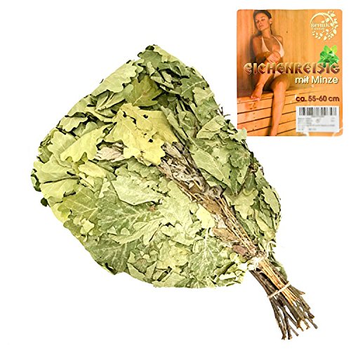 Oak sprig with mint for sauna approx. 55-60 cm long.